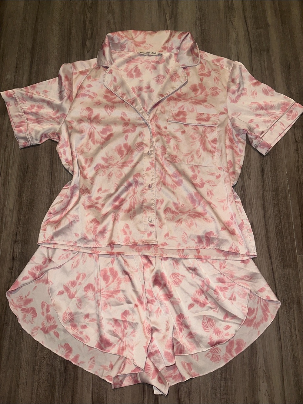 Abercrombie & Fitch Pink Floral Satin Two-Piece Pajama Set